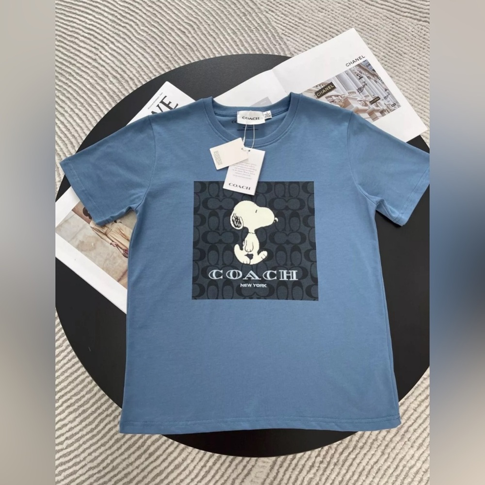 COACH Men's Women’s Unisex  BLUE  Snoopy  T-shirt  COTTON